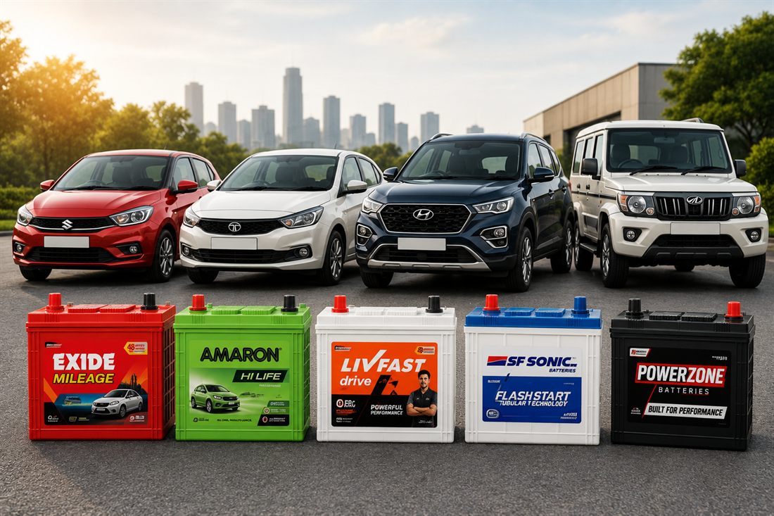 Exide, Amaron, Livfast, SF Sonic and PowerZone car batteries for automotive battery replacement in Siliguri
